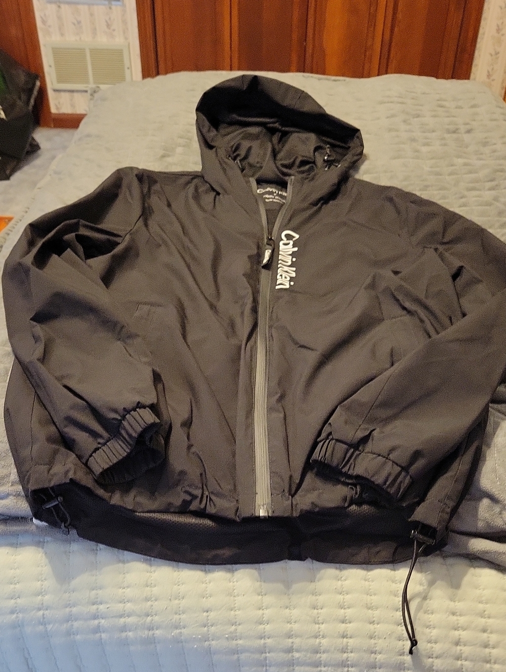 Calvin Klein Black Hooded Windbreaker Jacket